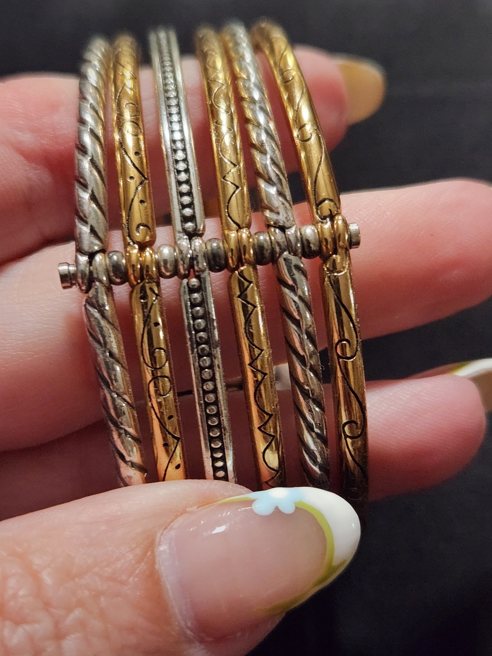 Brighton Gold and Silver Engraved Bangle Set - Picture 7 of 7